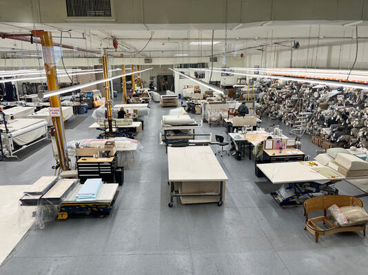 Jouffre’s 18,000-square-foot workroom includes areas for drapery, construction and upholstery