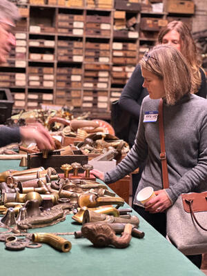 BOH Insider Katherine Wood looks over the foundry’s archival hardware room