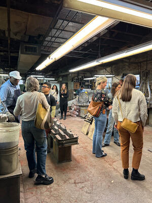 BOH Insiders observe a live sand-casting demonstration at P.E. Guerin’s historic foundry in Manhattan’s West Village neighborhood