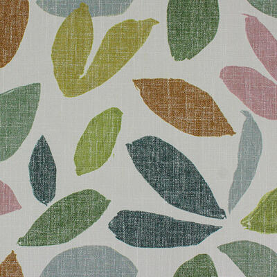 Breyer offers a relaxed modern print with bold cut-paper leaf shapes in four colorways printed on a popular blended linen base