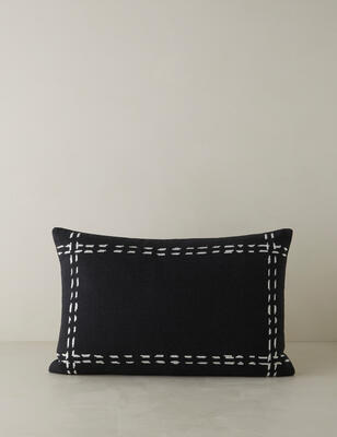 Accord linen lumbar pillow in Black
