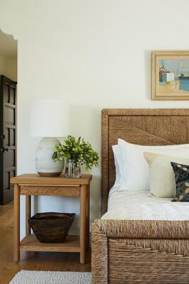 These clients wanted their bedroom to feel like vacation, so we kept to a soft palette, natural wood finishes and tons of comfort.