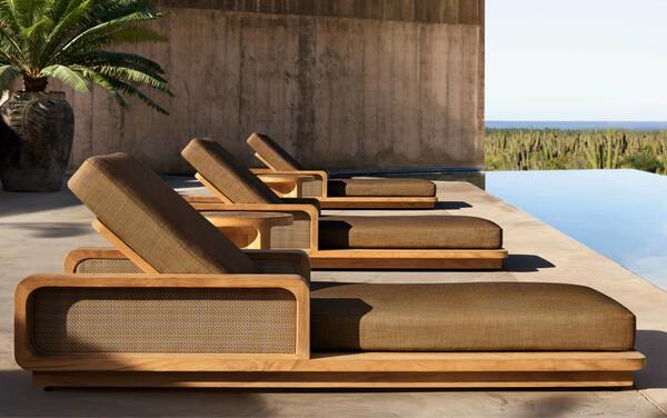 Santiago chaise in premium solid teak and all-weather cane