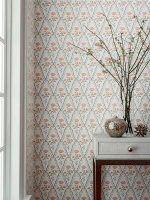 Scallop Floral wallpaper in Blossom colorway.
