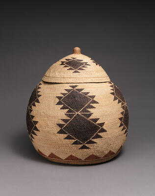 Starlight series inspiration: Storage basket circa 1904; artist once known, Yurok people of California; hazelnut rods, spruce root, bear grass, maidenhair fern stem.

Museum of Indian Arts and Culture, Santa Fe, New Mexico 14296/12