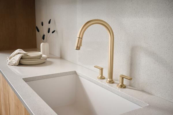 The Kintsu collection features a range of stunning finishes, including Luxe Gold and the kitchen debut of Black Onyx