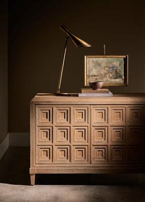 The Sienna credenza is simplistic in feel but features intricate joinery details