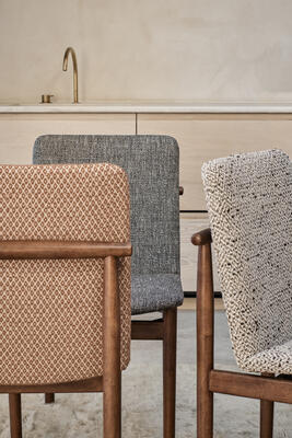 Living between plain and pattern, the Zolani collection tells a story of texture, with five chunky, highly tactile weaves that take a holistic approach to design and desirability. The compendium of fabrics will transform furniture into inviting sensorial pieces that encourage more than just a moment of repose. Rich boucles intertwine with unique yarns and sumptuous chenilles in refined colors to create contemporary yet characterful fabrics that exude sophistication