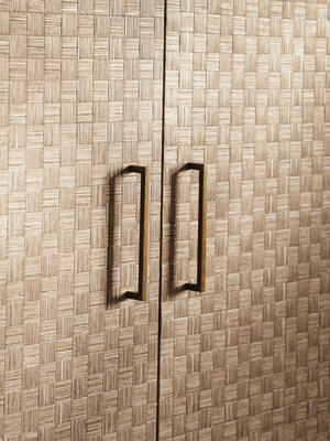 Pyrite is a three-dimensional basket-weave wallcovering in which matte paper and metallic foil combine to great effect
