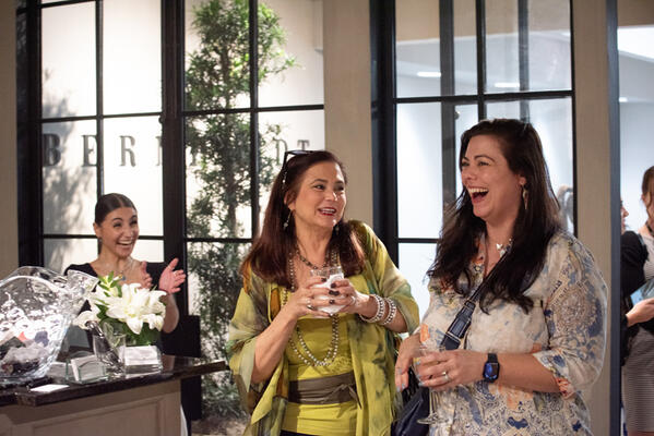 New York designer Kimberly Seeherman Brown (right) of Hudson and Nine and her mother, Judith Seeherman, who won the Bernhardt Exteriors furniture set