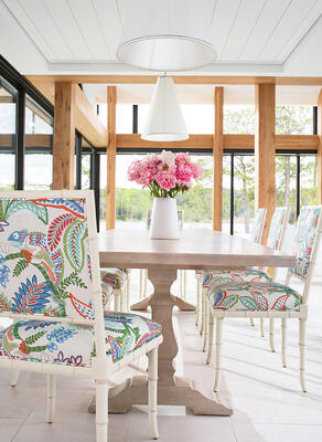 Thibaut Fine Furniture Darien Dining Chairs in Iggy printed fabric