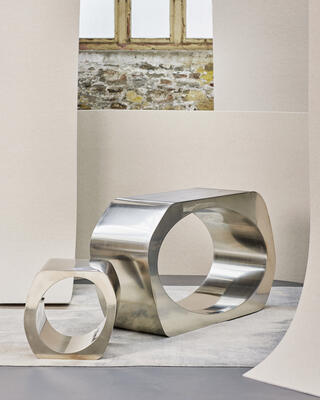 Skye console and side table in stainless steel