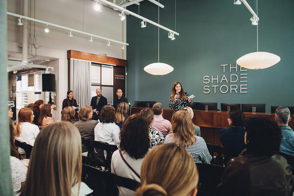 Kara Marmion introducing The Shade Store team and welcoming attendees