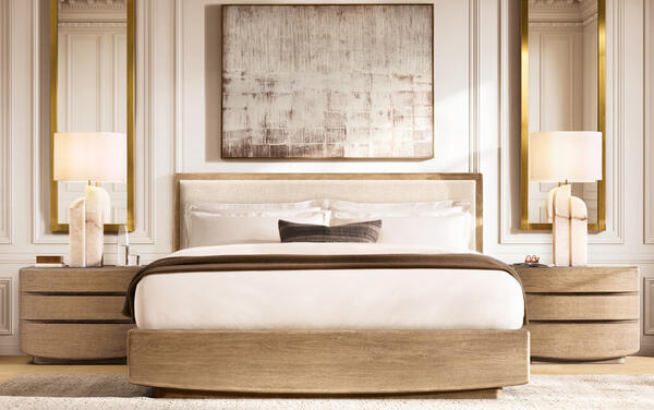 Dalia bed collection in Greige Oak