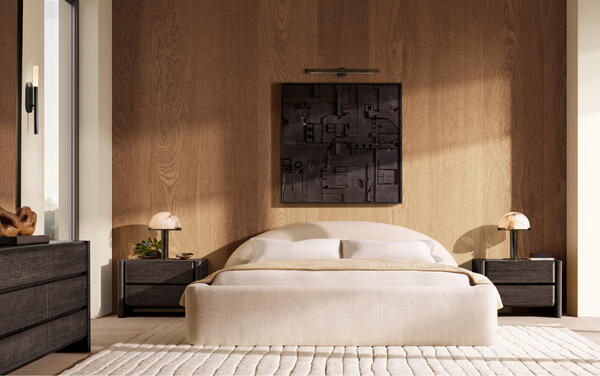 Noma collection in Black Oak featuring the Quin bed