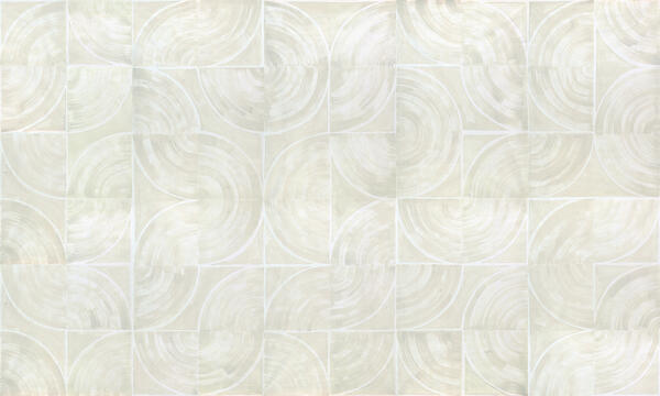 Reverie hand-painted wallcovering in Alabaster: detail of a series of five 9-foot panels