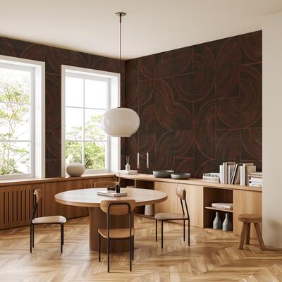 Reverie hand-painted wallcovering in Red Oxide