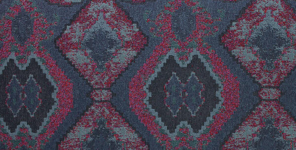 Statement rug pattern Kently is inspired by classic Central Asian kilims and is woven to achieve a distressed antique finish with a simplicity that keeps things fresh. This rustic jacquard is available in four custom colors: Lake, Marble, Topaz and the unexpected and daring Ultramarine