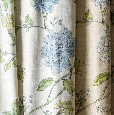 A companion to Isobel, Loulette nods to historic decorative chinoiserie with its peony motif. Symbolizing beauty, longevity and wealth, the flower is reinterpreted here in a romantic and airy pattern that presents a fresh take on a traditional floral. Printed on a linen blend, it’s available in three lovely colorways: Antique, Herbal and Tearose 					