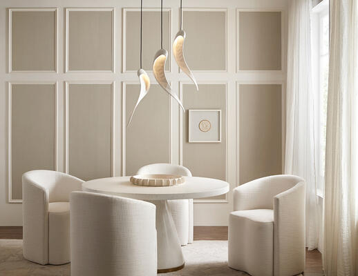 Fine Linen wallcovering, Milano Stripe drapery, chairs in Esopo