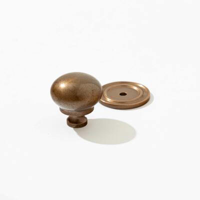 Pembroke 1-inch knob with backplate in Burnished Bronze finish