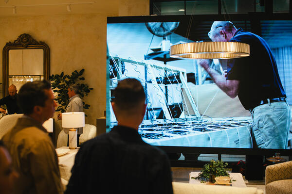 Video displays showed how Arhaus’s offerings are constructed