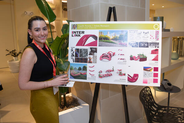 Overall winner Camille Ferreira of Istituto Marangoni with her “Inter-Link” presentation