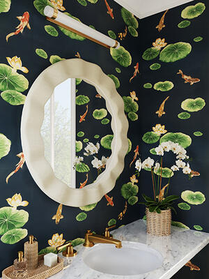 Lotus Print wallpaper in Lagoon