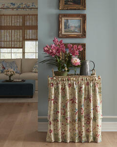 Garden Walk foyer with table skirt in Posy in Berry/Leaf