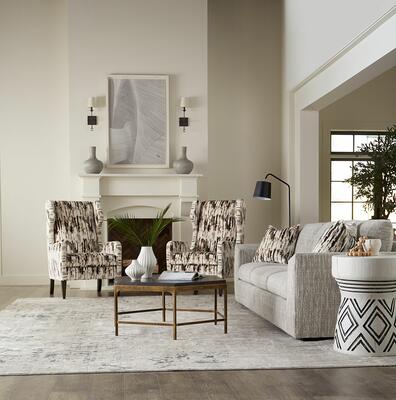 Midtown sofa and Rue wing chair