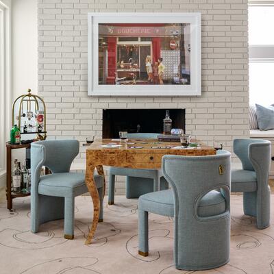 Champagne Problems game table with Valerie dining chairs