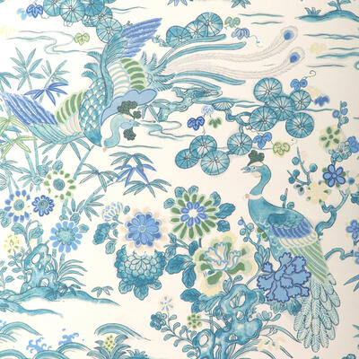 Sakura wallcovering in Teal