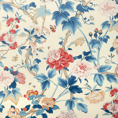 Gardenia wallcovering in Blue/Red