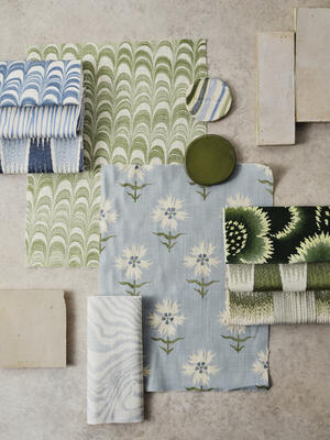 Fellcroft, Ludaix Velvet, Southborough, Marble and Washi fabrics