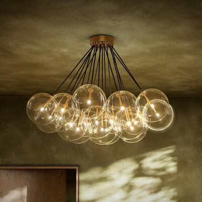 Each globe in the Cloud chandelier is individually blown, shaped and sculpted by hand by the experts at Schwung