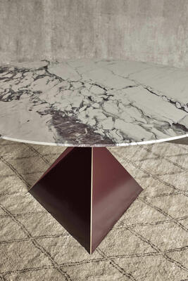 Ava Dining Table in painted Solid Bronze with Breccia Capria detail