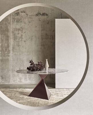 Ava Dining Table in painted Solid Bronze with Breccia Capria