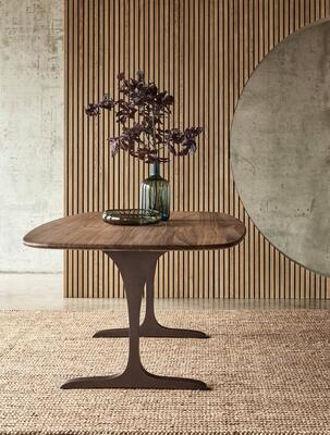 Angel Rect Dining Table in Bronze and Walnut