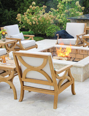 Fiori teak lounge chairs and side tables