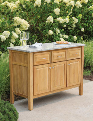 Berwick teak sideboard with River White granite top