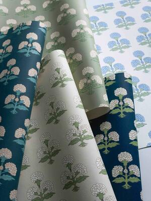 Hydrangea wallpaper in all colorways