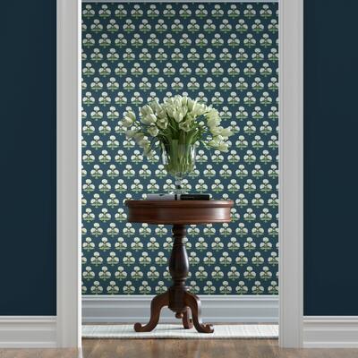 Hydrangea wallpaper in Indigo colorway • W7857-1