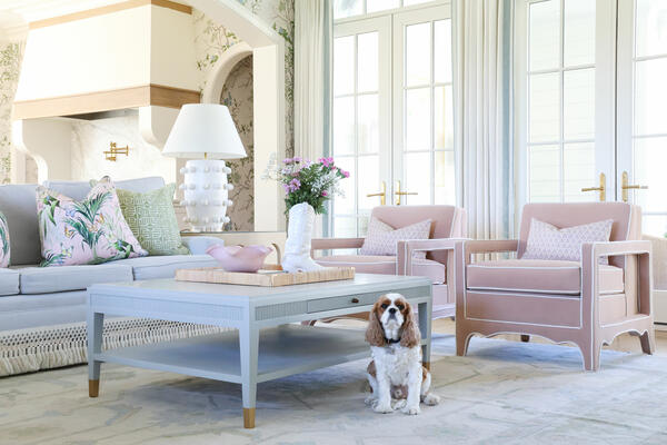 The Gatsby coffee table, shown with the Cary chair