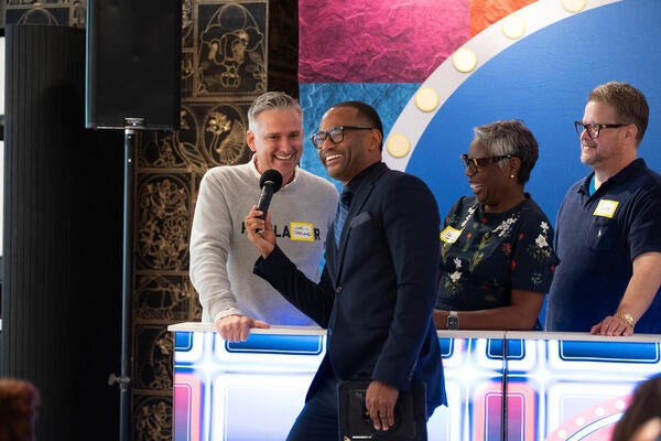 Joe Ireland, Iantha Carley and Daniel Gossard from team Terrycloth Bradshaw, with co-host Melvin Hooks