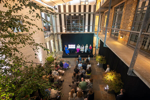 Aerial view of the stunning courtyard at Worlds End Studios