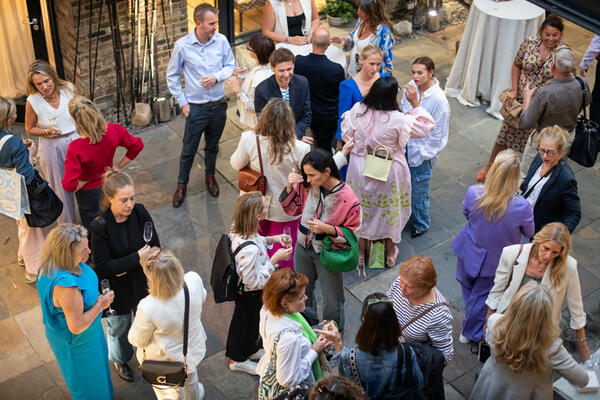 Guests mingling during cocktail hour