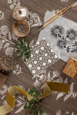 Harwick Botanical/Brown and Seville/Brown fabrics