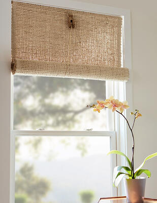 The new Ulana handwoven grassweave series is available as a roll-up valance