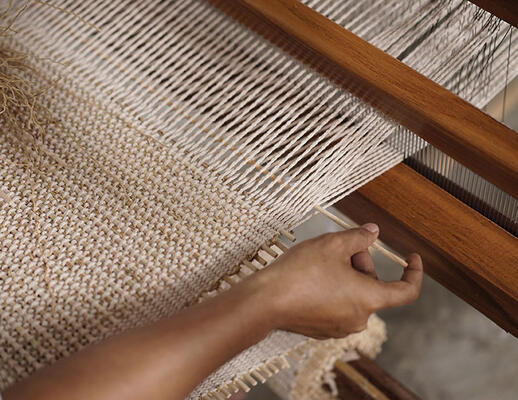 Ulana on the loom