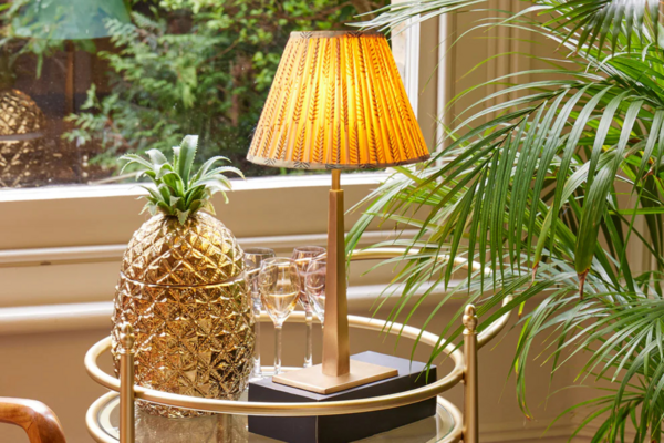 Trafalgar cordless table lamp in antique brass